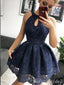 Elegant Halter Lace Appliques Ball Gown Short Homecoming Dresses, HD265