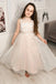 Elegant White Tulle Lace Appliques A-Line Cheap Simple Long Flower Girl Dresses,FG54