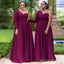 Elegant Wine Red One Shoulder Simple Cheap A-Line Long Bridesmaid Dresses ,BD127