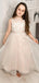 Elegant White Tulle Lace Appliques A-Line Cheap Simple Long Flower Girl Dresses,FG54