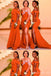 Mismatched Orange Mermaid Long Bridesmaid Dresses ,BD205