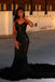 Gorgeous Shiny Black Strapless Sweetheart Mermaid Long Party Dress Prom Dresses with Trailing,MB1074