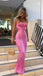 Gorgeous Pink Spaghetti Straps Sheath Long Party Dress Prom Dresses  ,MB1080