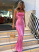 Gorgeous Pink Spaghetti Straps Sheath Long Party Dress Prom Dresses  ,MB1080