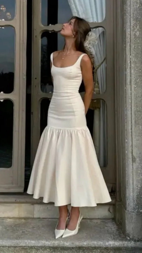 Elegant Ivory Square A-line Long Party Dress Prom Dresses,MB1081