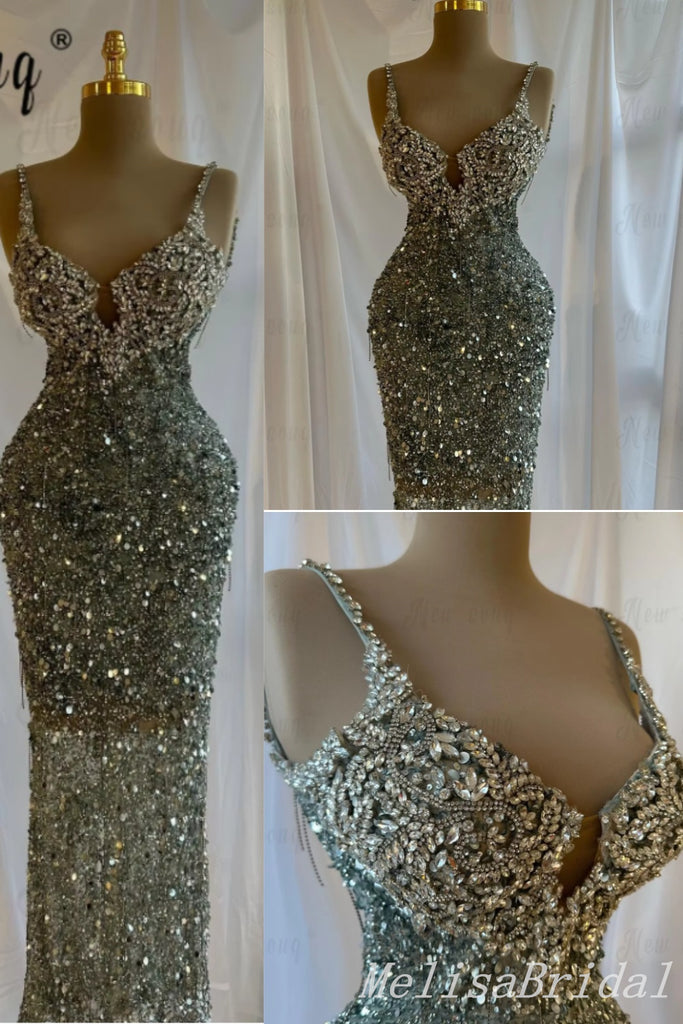 Sparkle Green Beaded Evening Gown Long Evening Party Prom Dresses to Impress,MB883