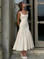 Elegant Ivory Square A-line Long Party Dress Prom Dresses,MB1081