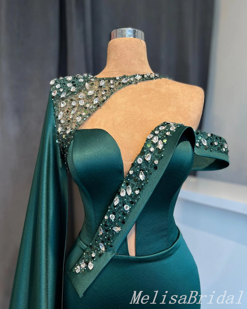 Stylish Dark Green Mermaid Beaded Sweetheart Prom Dresses to Impress ,MB885