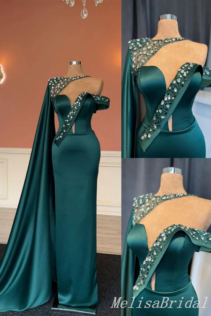 Stylish Dark Green Mermaid Beaded Sweetheart Prom Dresses to Impress ,MB885