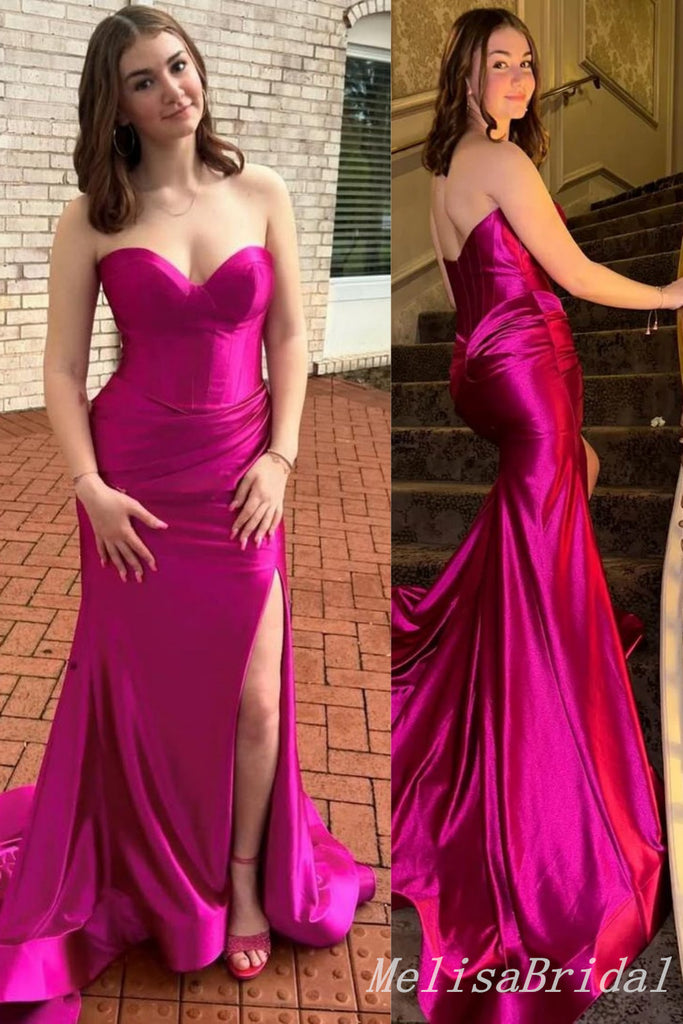 Sexy Strapless Sweetheart Mermaid Party Dress Long Prom Dresses to Impress with Trailing,MB1018