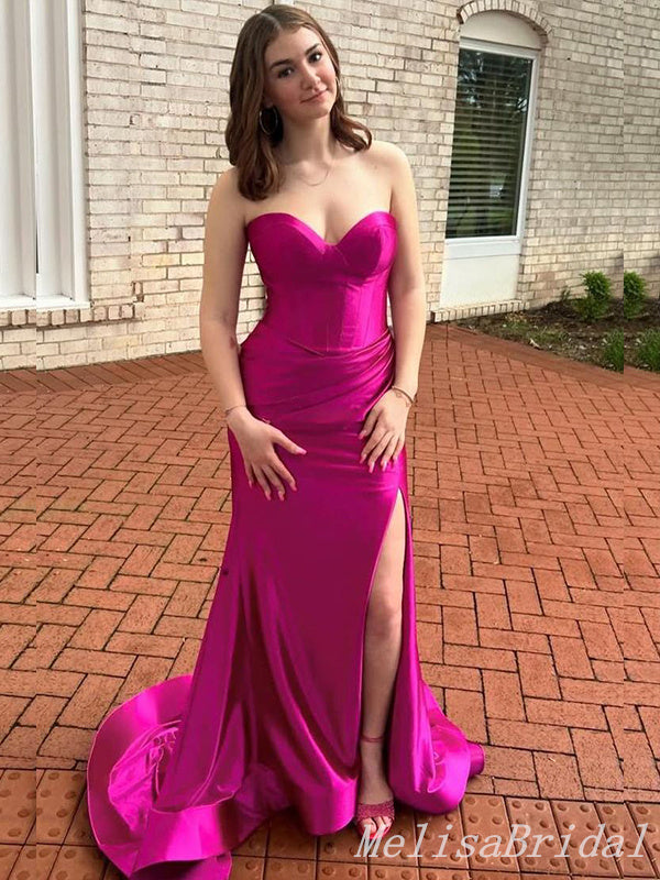 Sexy Strapless Sweetheart Mermaid Party Dress Long Prom Dresses to Impress with Trailing,MB1018