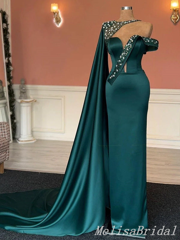 Stylish Dark Green Mermaid Beaded Sweetheart Prom Dresses to Impress ,MB885