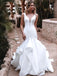 Elegant White V Neck Ruffle Spaghetti Straps Mermaid Long Wedding Dresses,WD46