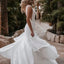 Elegant White V Neck Ruffle Spaghetti Straps Mermaid Long Wedding Dresses,WD46