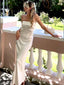 Elegant Light Champagne Mermaid Sleeveless Cheap Simple Evening Prom Dresses,MB152