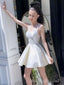 Elegant White Ruffle Spaghetti Straps Short Homecoming Dresses, HD19