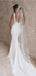 Elegant White Satin Spaghetti straps Mermaid V Neck Wedding Dresses, WD28