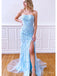 Elegant Blue Lace Appliques Tulle Strapless Mermaid  Long Evening Prom Dresses,MB94