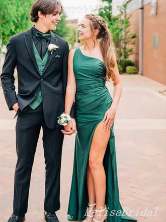 Sexy Elegant Green High Slit Evening Gown Long Prom Dresses,MB231