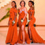 Mismatched Orange Mermaid Long Bridesmaid Dresses ,BD205