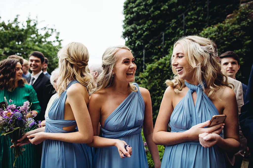 Mismatched Blue A-Line Jersey Pleats Long Cheap Bridesmaid Dresses,BD13