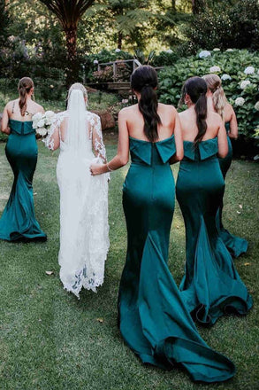 Sexy Blue Strapless Cheap Mermaid Maxi Long Bridesmaid Dresses ,BD01