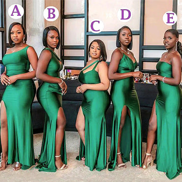 Sexy Green Mermaid Strapless Side Slit Maxi Long Bridesmaid Dresses Online,BD02