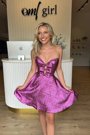 Cute Purple Sweetheart Short Party Dress Short Homecoming Dress, HD482