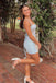 Sparkly Blue Spagehtti Straps Sweetheart Short Party Dress Short Homecoming Dress, HD549
