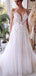 Romantic Spaghetti Strap Tulle Applique Long Cheap Wedding Dresses, WD11