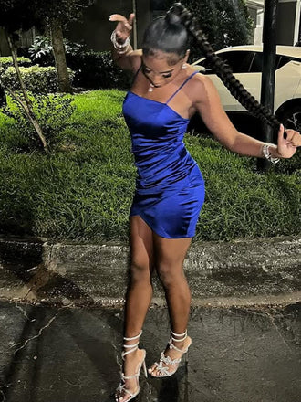 Sexy Blue Spaghetti Straps Short Party Dress Short Homecoming Dress, HD517