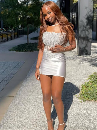 Sexy Gray Straight Across Short Party Dress Short Homecoming Dress, HD505