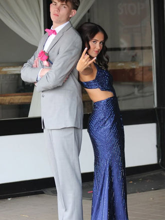 Popular Blue V-neck Slit Mermaid Long Formal Dress to Impress,MB11059