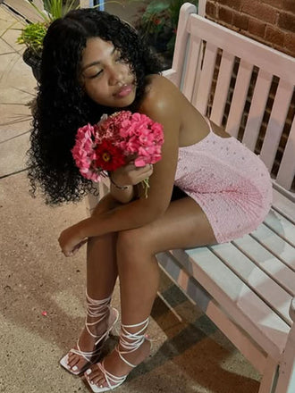 Sexy Pink Spagehtti Straps Short Party Dress Short Homecoming Dress, HD499