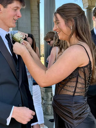 Popular Black Mermaid Spagehtti Straps Long Formal Dress to Impress,MB11056