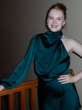 Elegant Green One Sleeve Short Party Dress Short Homecoming Dress, HD514