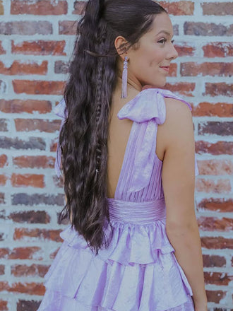 Elegant Purple A-line Bow Short Party Dress Short Homecoming Dress, HD513