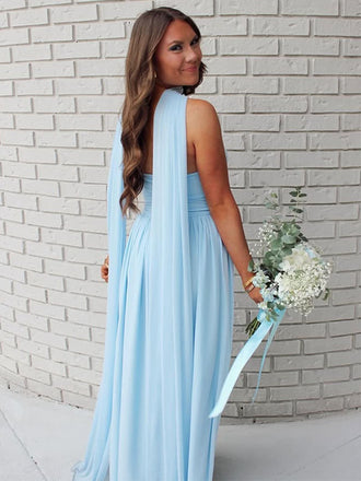 Popular Blue Straight Across A-line Long Formal Dress to Impress,MB11071