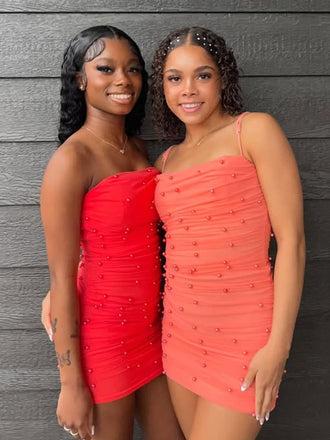 Sexy Red Straight Across Short Party Dress Short Homecoming Dress, HD509