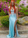 Sparkly Blue Sapgehtti Straps Mermaid Long Formal Dress to Impress,MB11128