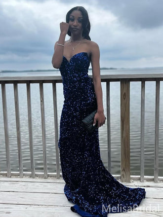 Sparkly Blue Sweetheart Mermaid Long Formal Dress to Impress,MB11152