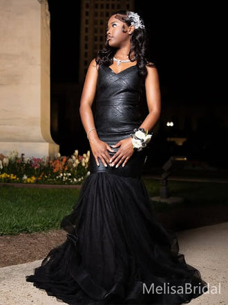 Sexy Black Mermaid Long Formal Dress to Impress,MB11129