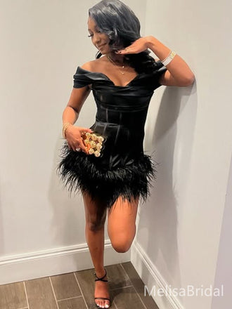 Sexy Black Off-shoulder Short Party Dress Short Homecoming Dress, HD532