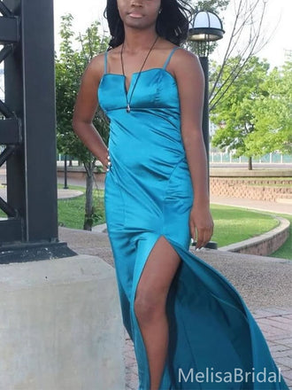 Elegant Blue Spaghetti Straps Long Formal Dress to Impress,MB11148