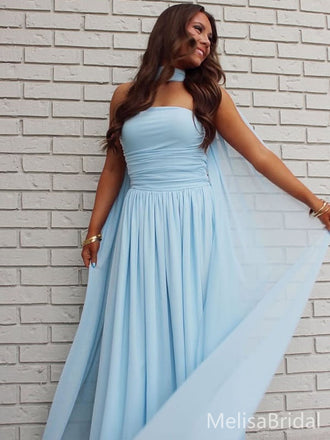 Popular Blue Straight Across A-line Long Formal Dress to Impress,MB11071