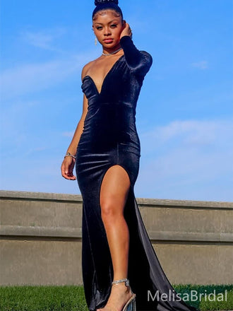 Elegant Black One-sleeve Mermaid Long Formal Dress to Impress,MB11087