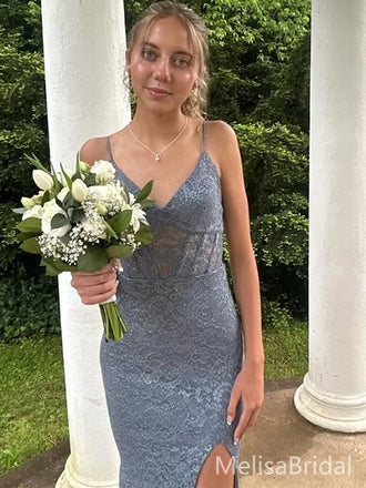 Sexy Blue Mermaid Spaghetti Straps Long Formal Dress to Impress,MB11078