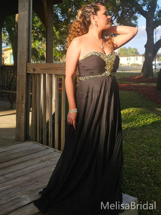 Elegant Black Sweetheart A-line Long Formal Dress to Impress,MB11133