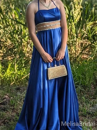 Popular Blue Spaghetti Straps Long Formal Dress to Impress,MB11160