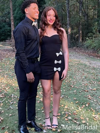 Cute Black Sweetheart Bow Short Party Dress Short Homecoming Dress, HD529